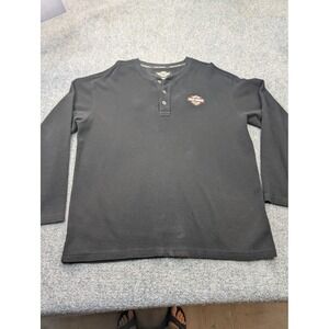 Harley-Davidson Genuine MotorClothes Shirt Mens XL Black Henley Thermal Waffle